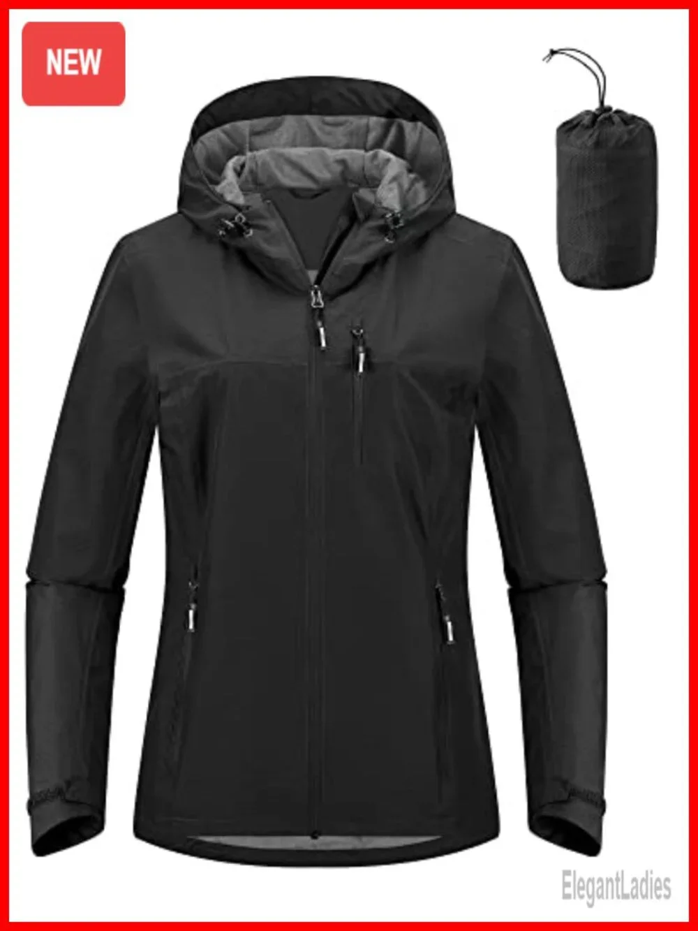 Packable Waterproof Rain Jacket Women with Hood Windbreaker